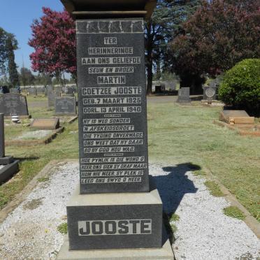 JOOSTE Martin Coetzee 1925-1940