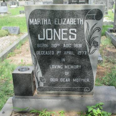JONES Martha Elizabeth 1891-1977