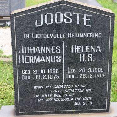 JOOSTE Johannes Hermanus 1898-1975 &amp; Helena H.S. 1905-1982