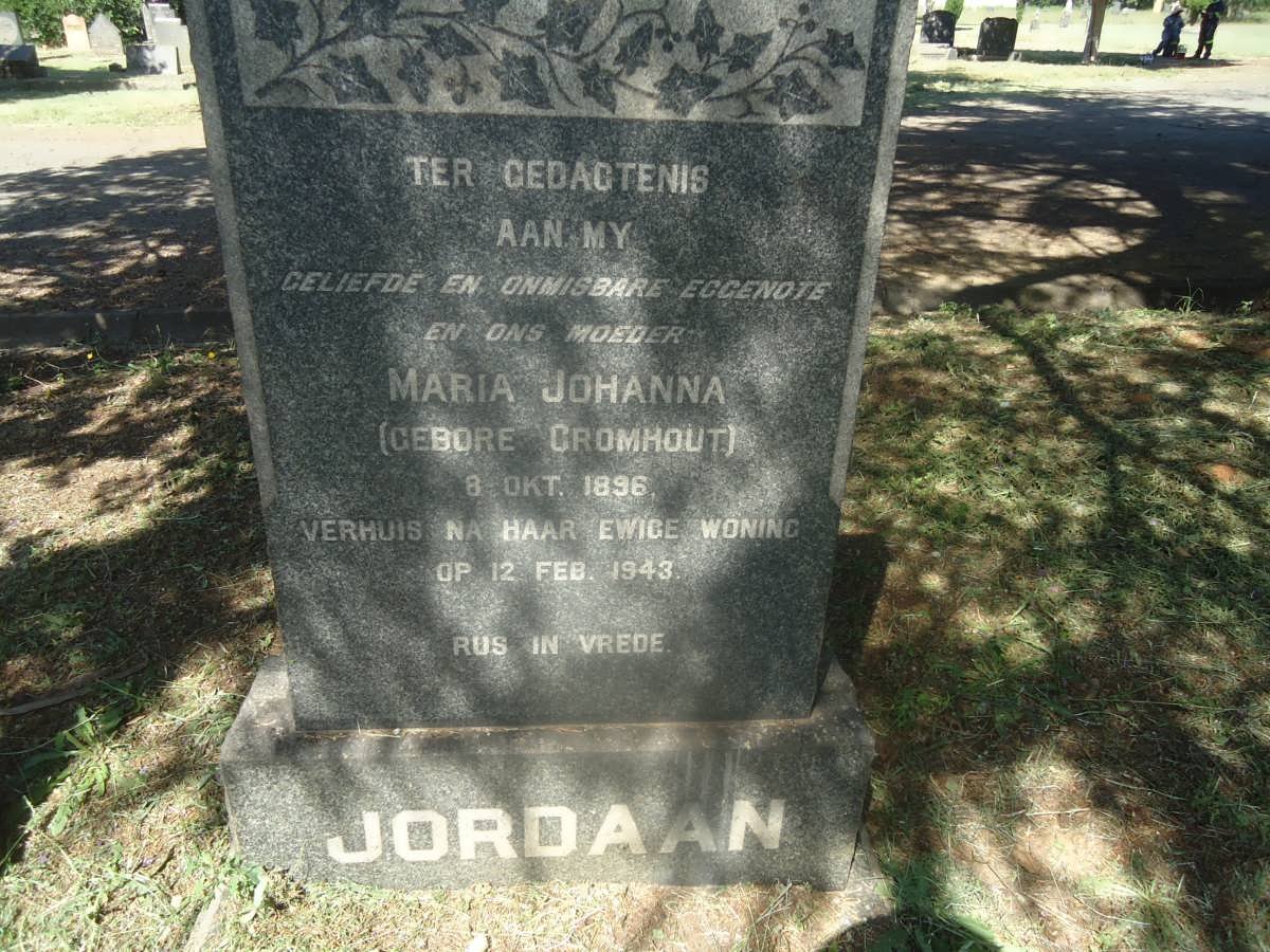 JORDAAN Maria Johanna, nee CROMHOUT 1896-1943