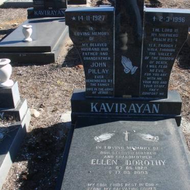 KAVIRAYAN John Pillay 1927-1996 &amp; Ellen Dorothy 1928-2003
