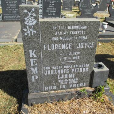KEMP Johannes Petrus 1926-1998 &amp; Florence Joyce 1930-1986