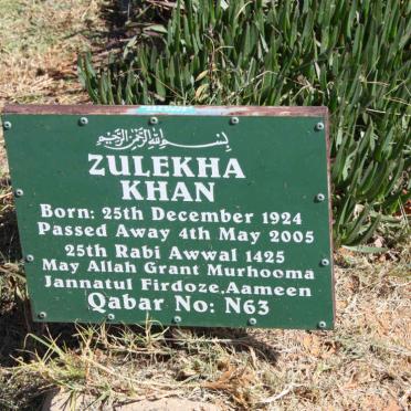 KHAN Zulekha 1924-2005
