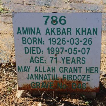 KHAN Amina Akbar 1926-1997