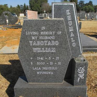 KHUMALO Yaboyabo William 1941-2000