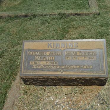 KINNING Alexander James Campbell 1871-1940 &amp; Sarah Francis 1878-1946