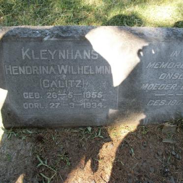 KLEYNHANS Hendrina Wilhelmina nee CALITZ 1855-1934