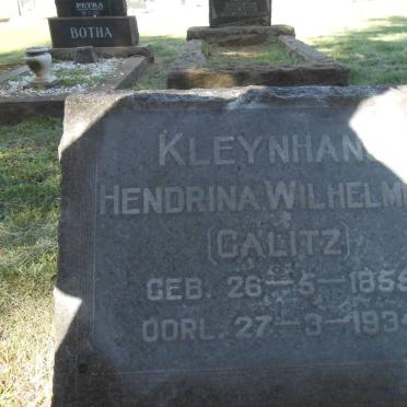 KLEYNHANS Hendrina Wilhelmina nee CALITZ 1855-1934