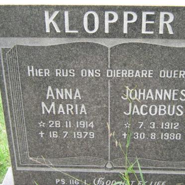 KLOPPER Johannes Jacobus 1912-1980 &amp; Anna Maria 1914-1979