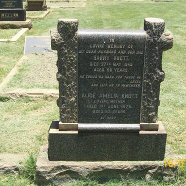 KNOTT Harry -1940 &amp; Alice Amelia -1975