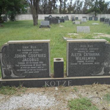 KOTZE Johan Godfried Jacobus 1891-1969 &amp; Aletta Catharina Wilhelmina KLOPPER 1892-