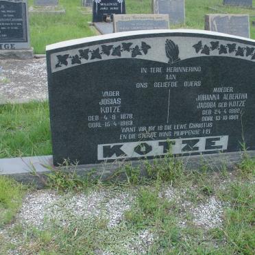 KOTZE Josias 1878-1963 &amp; Johanna Albertha Jacoba KOTZÉ 1882-1961