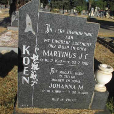 KOEN Martinus J.C. 1910-1981 &amp; Johanna M. 1919-1986