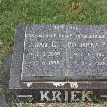 KRIEK Jan C. 1985-1958 &amp; Magdalena P. 1889-1971