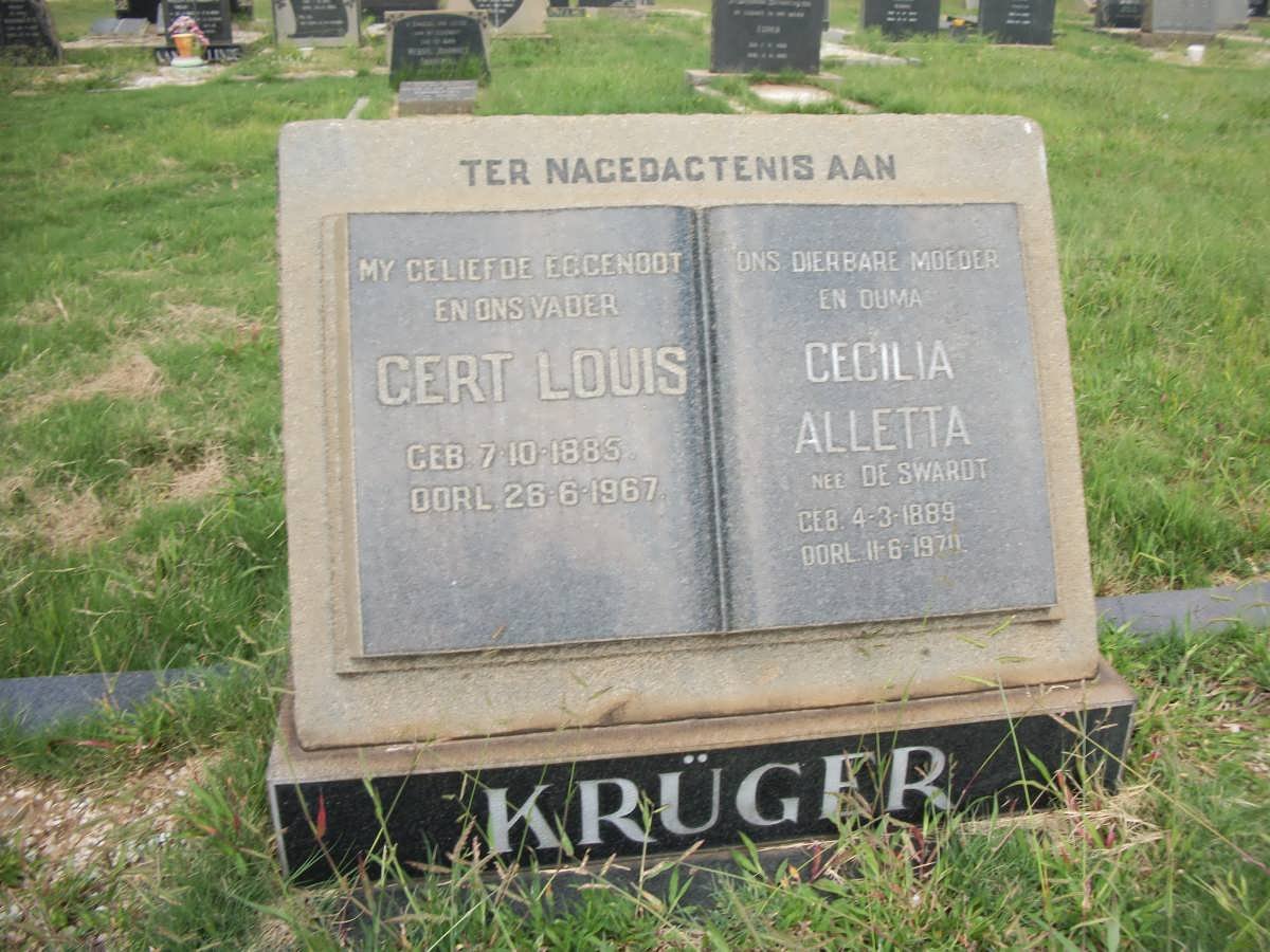 KRUGER Gert Louis 1885-1967 &amp; Cecilia Alletta DE SWARDT 1889-1970