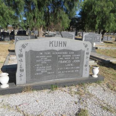 KUHN Francis John 1931-1989 &amp; Aletta Johanna 1933- :: MEYER Sheilagh Eileen 1961-2002