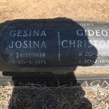 LABUSCHAGNE Gideon Christoffel 1922-1971 &amp; Gesina Josina 1928-1971