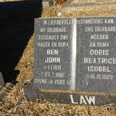 LAW Ben John 1931-1982 &amp; Doris Beatrice Isobel 1929-