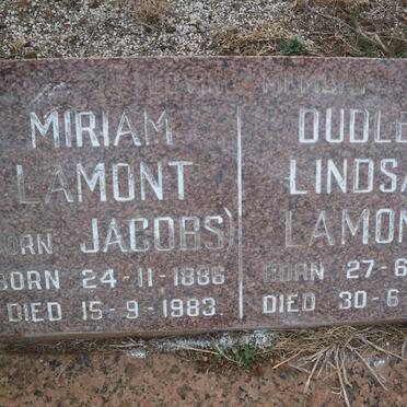 LAMONT Miriam nee JACOBS 1886-1983 :: LAMONT Dudley Lindsay 1916-1976