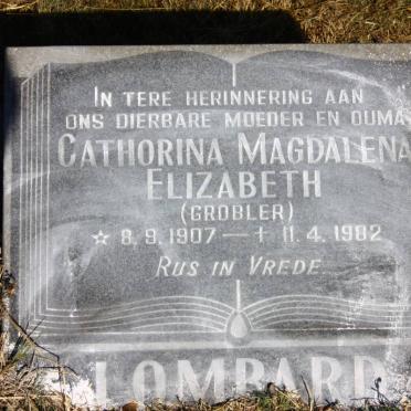 LOMBARD Cathorina Magdalena Elizabeth nee Grobler 1907-1982