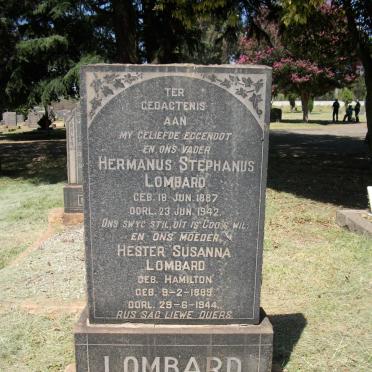 LOMBARD Hermanus Stephanus 1887-1942 &amp; Hester Susanna HAMILTON 1889-1944