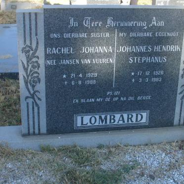 LOMBARD Johannes Hendrik Stephanus 1926-1983 &amp; Rachel Johanna JANSEN VAN VUUREN 1929-1988