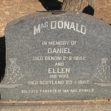 MacDONALD Daniel -1952 &amp; Ellen -1962