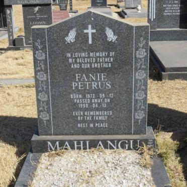 MAHLANGU Fanie Petrus 1972-1999