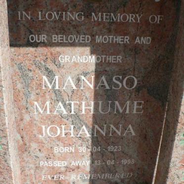 MANASO Mathume Johanna 1923-1998