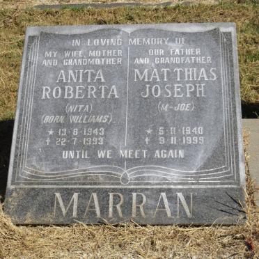 MARRAN Matthias Joseph 1940-1999 &amp; Anita Roberta WILLIAMS 1943-1993