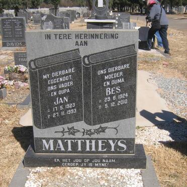 MATTHEYS Jan 1923-1993 &amp; Bes 1924-2010