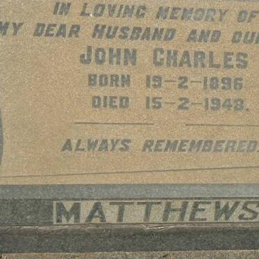 MATTHEWS John Charles 1896-1948