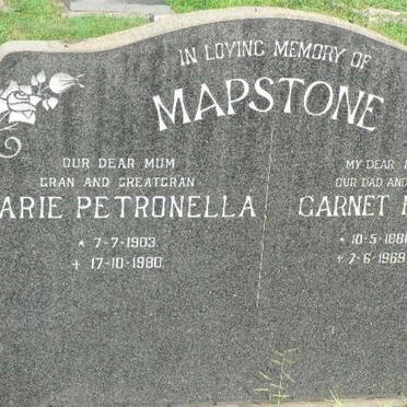MAPSTONE Garnet Evelyn 1881-1969 &amp; Marie Petronella 1903-1980