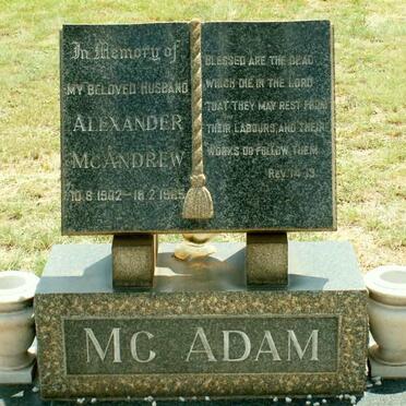 MCADAM Alexander McAndrew  1902-1965