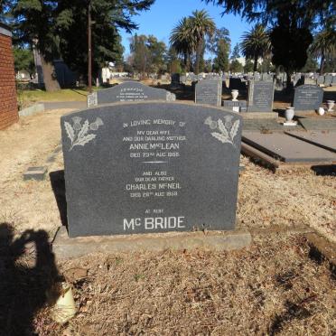 McBRIDE Charles McNeil -1959 &amp; Annie MacLean -1958