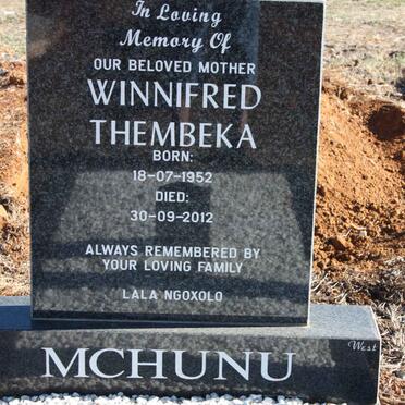 MCHUNU Winnifred Thembeka 1952-2012
