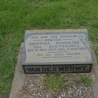 MERWE Dorathea Magrietha, van der geb KLEYNHANS 1874-1952