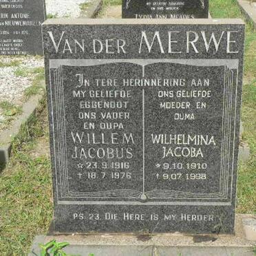 MERWE Willem Jacobus, van der 1916-1976 &amp; Wilhelmina Jacoba 1910-1998
