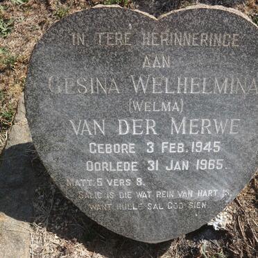 MERWE Gesina Welhelmina, van der 1945-1965
