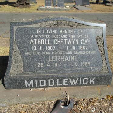 MIDDLEWICK Atholl Chetwyn Cay 1907-1967 &amp; Lorraine 1917-1989