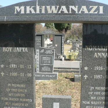 MKHWANAZI Boy Jafta 1921-1998 &amp; Nomakhuwa Anna 1926-1997