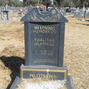 MLOTSHWA Thalitha Hlamikile 1934-2000