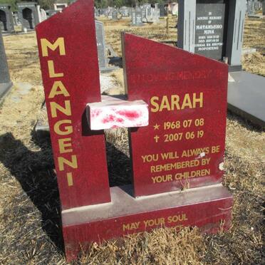 MLANGENI Sarah 1968-2007