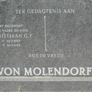 MOLENDORFF Christiaan G.F., von 1899-1978