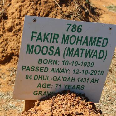 MOOSA Fakir Mohamed 1939-2010