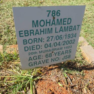 MOHAMED Ebrahim Lambat 1934-2002