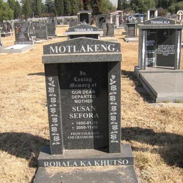 MOTLAKENG Susan Sefora 1950-2000