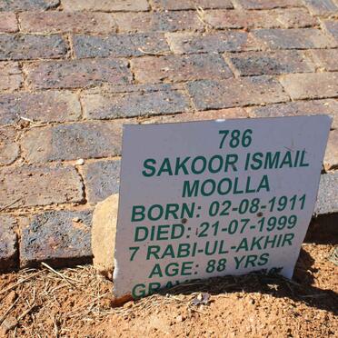 MOOLLA Sakoor Ismail 1911-1999