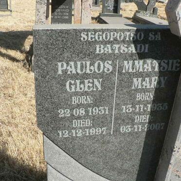 MOTSE? Paulos Glen 1931-1997 &amp; Mmatsie Mary 1935-2007