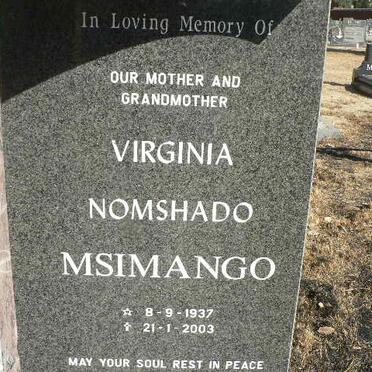 MSIMANGO Virginia Nomshado 1937-2003